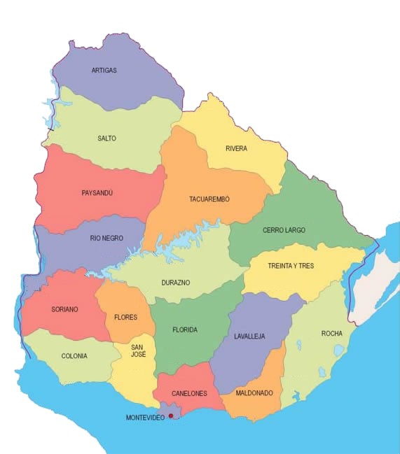 mapa politico Uruguay